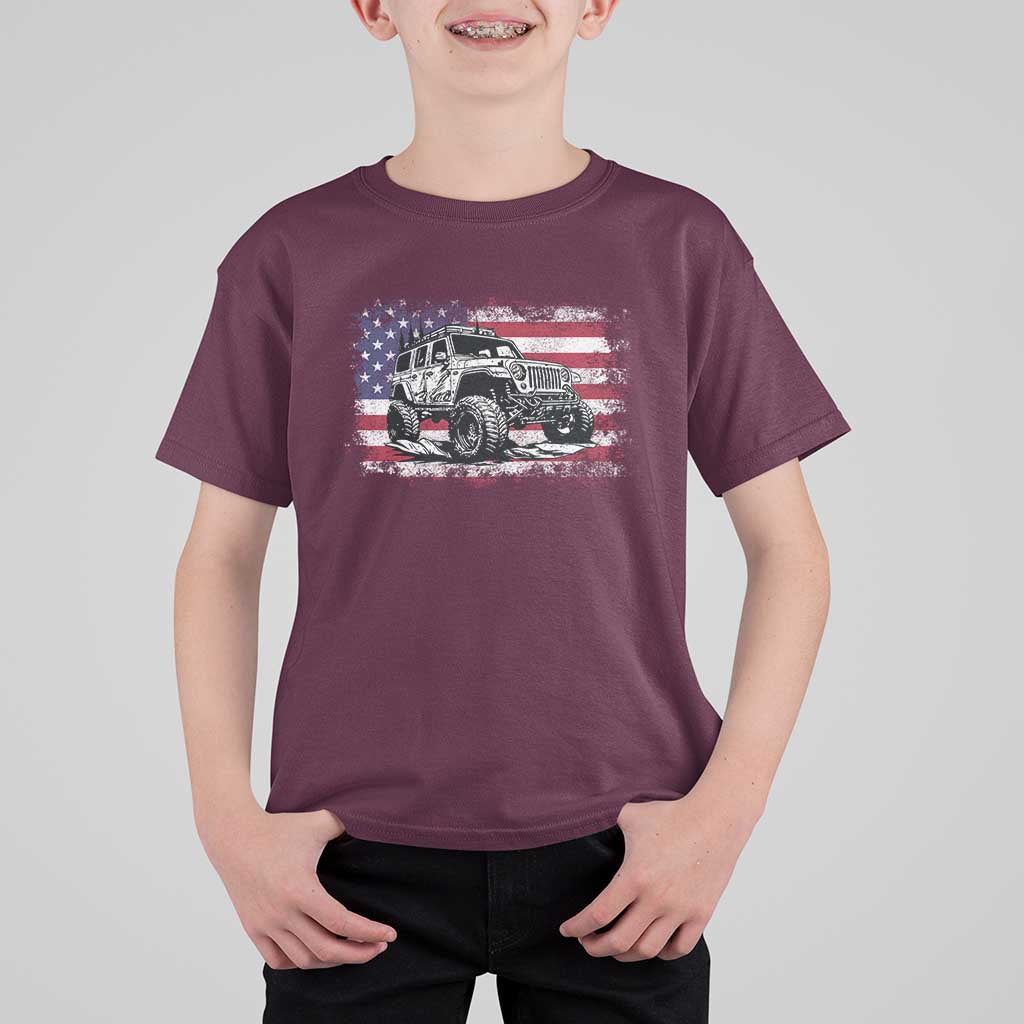 American Flag UTV Side By Side SXS Off Road Car T Shirt For Kid - Wonder Print Shop