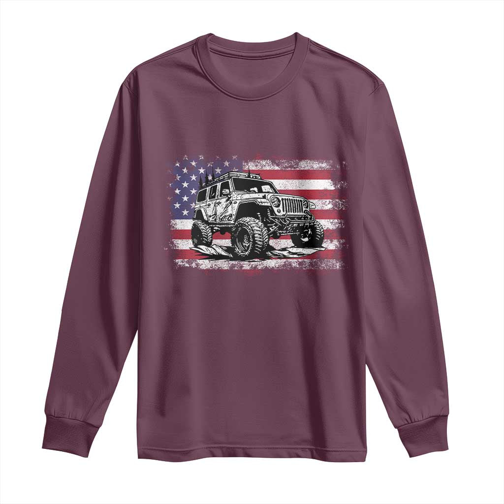 American Flag UTV Side By Side SXS Off Road Car Long Sleeve Shirt - Wonder Print Shop