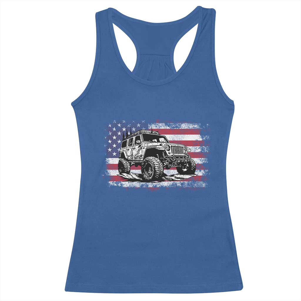 American Flag UTV Side By Side SXS Off Road Car Racerback Tank Top - Wonder Print Shop