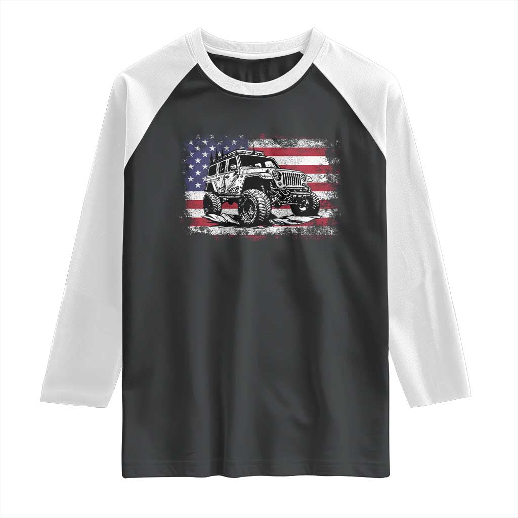 American Flag UTV Side By Side SXS Off Road Car Raglan Shirt - Wonder Print Shop