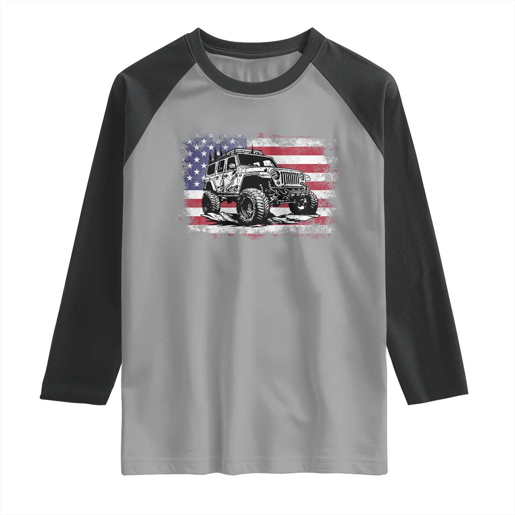 American Flag UTV Side By Side SXS Off Road Car Raglan Shirt - Wonder Print Shop