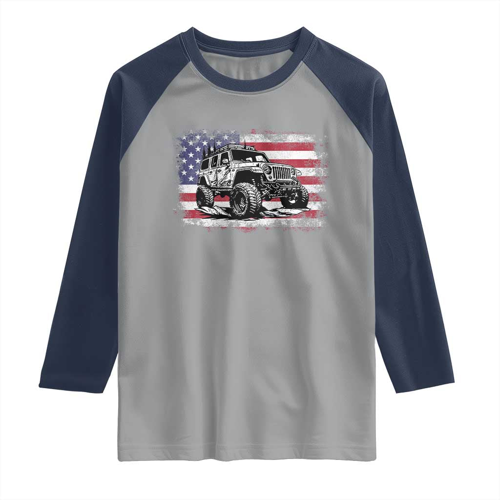 American Flag UTV Side By Side SXS Off Road Car Raglan Shirt - Wonder Print Shop