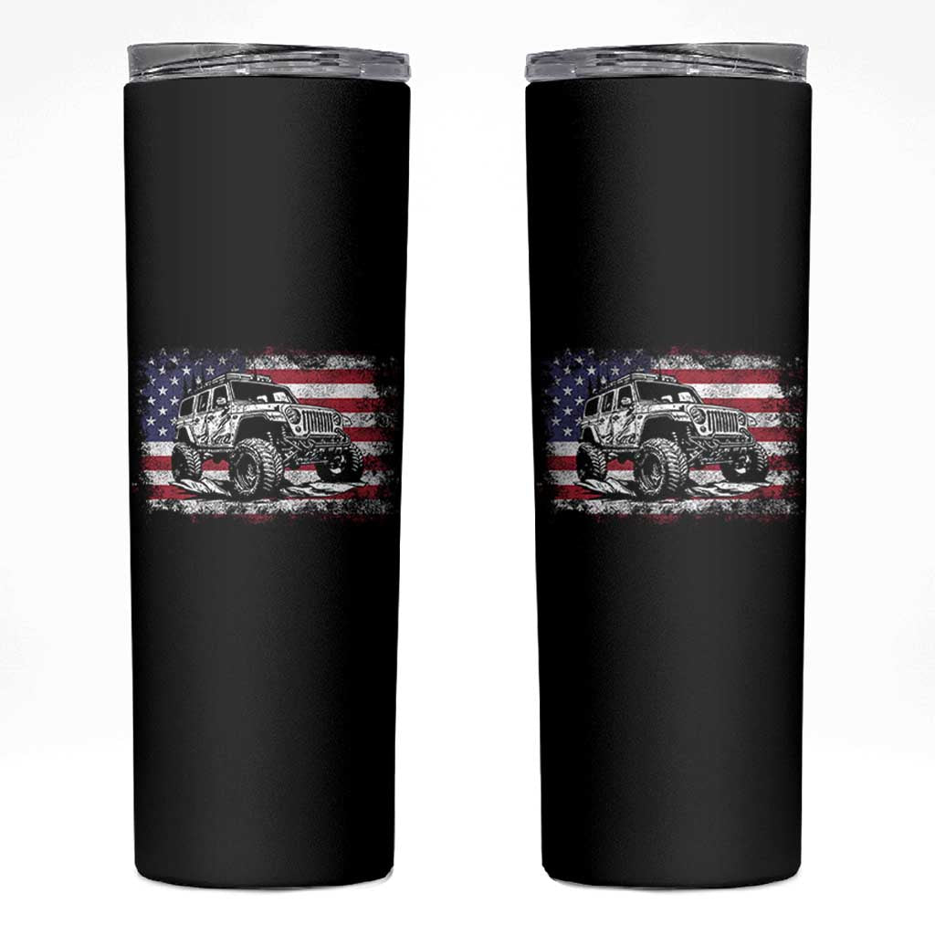 American Flag UTV Side By Side SXS Off Road Car Skinny Tumbler - Wonder Print Shop