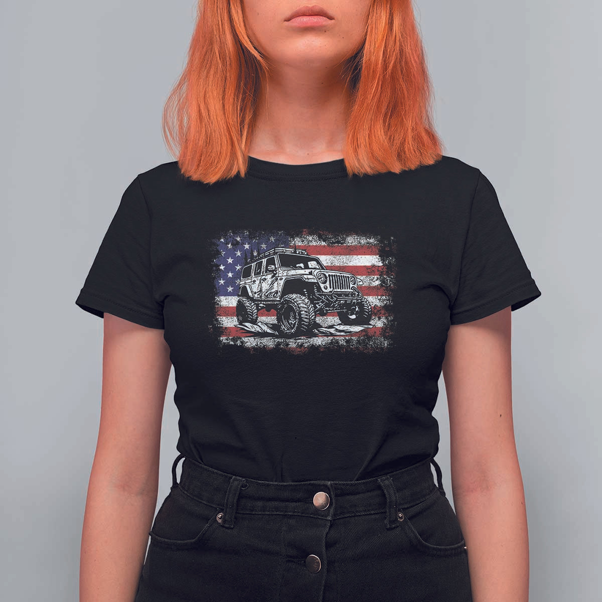 American Flag UTV Side By Side SXS Off Road Car T Shirt For Women - Wonder Print Shop