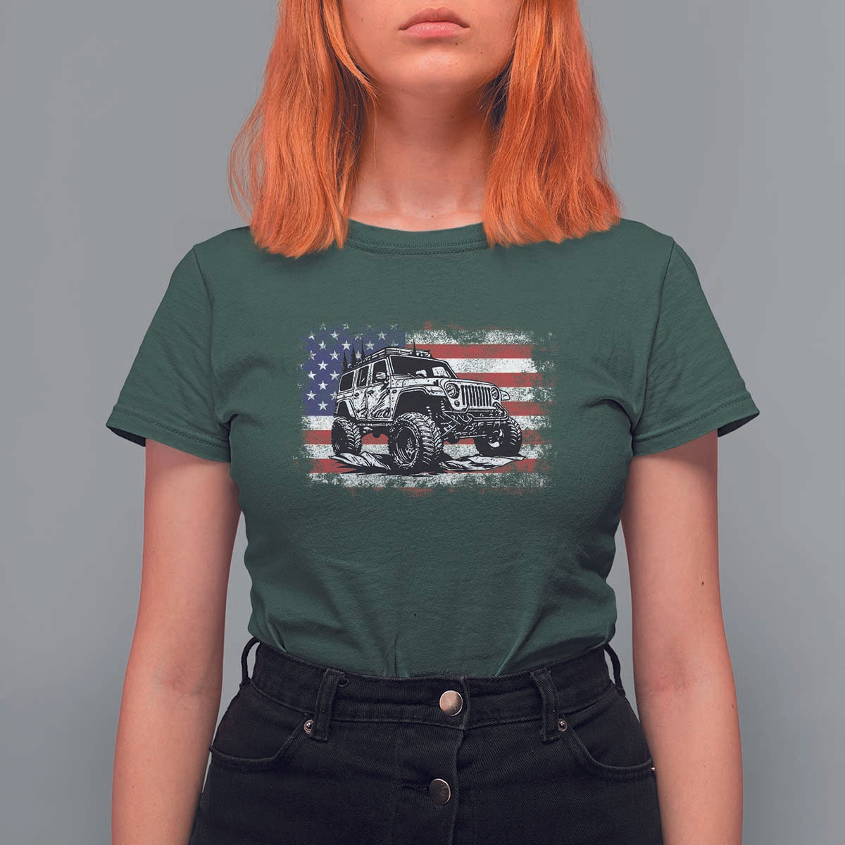 American Flag UTV Side By Side SXS Off Road Car T Shirt For Women - Wonder Print Shop
