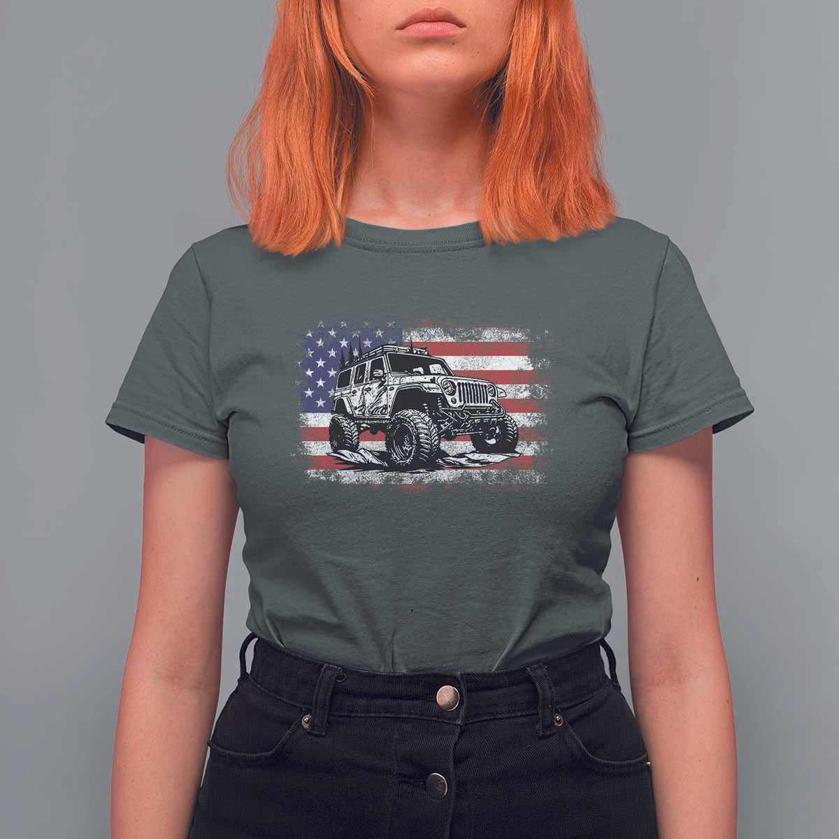 American Flag UTV Side By Side SXS Off Road Car T Shirt For Women - Wonder Print Shop