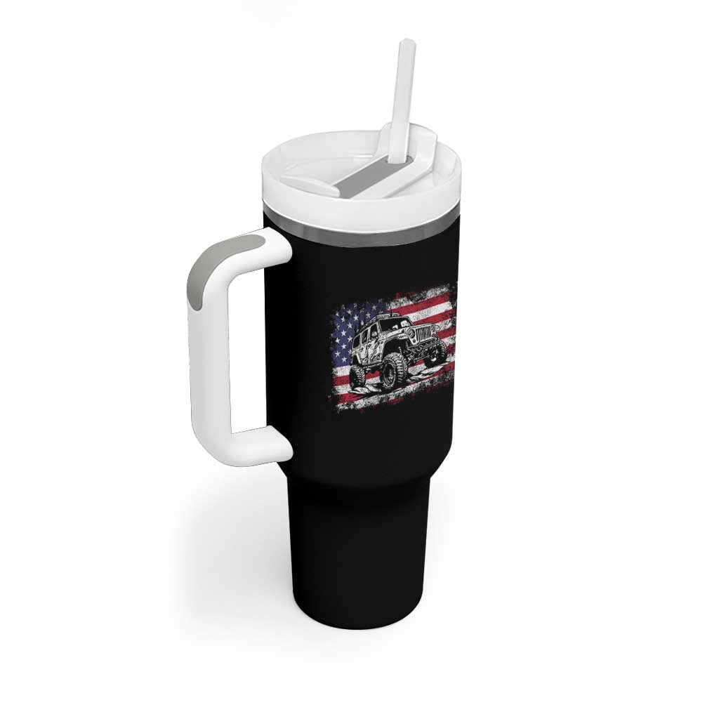 American Flag UTV Side By Side SXS Off Road Car Tumbler With Handle - Wonder Print Shop