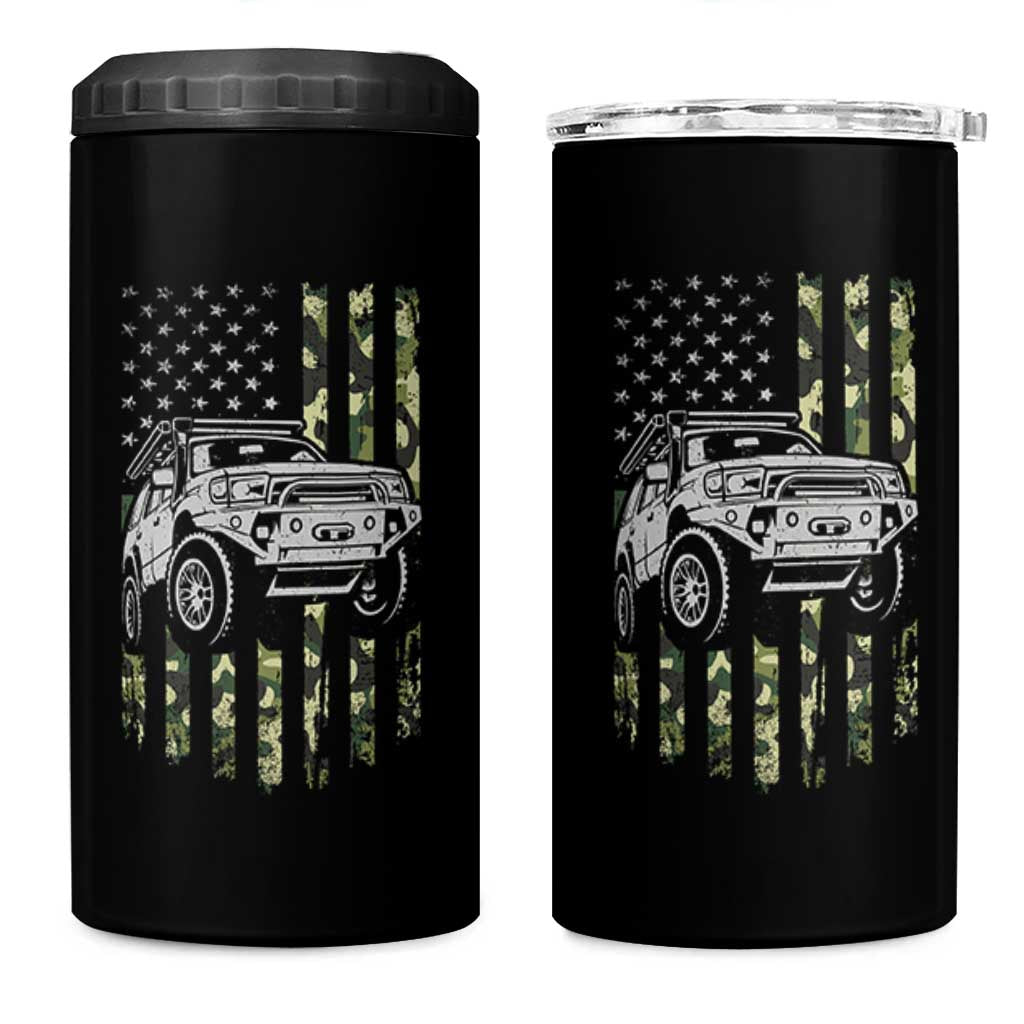 Camouflage American Flag UTV Side By Side SXS Off Road Car 4 in 1 Can Cooler Tumbler - Wonder Print Shop