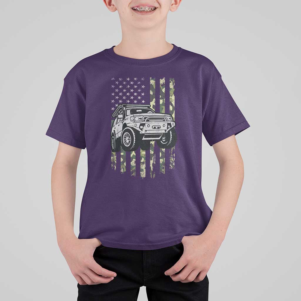 Camouflage American Flag UTV Side By Side SXS Off Road Car T Shirt For Kid - Wonder Print Shop
