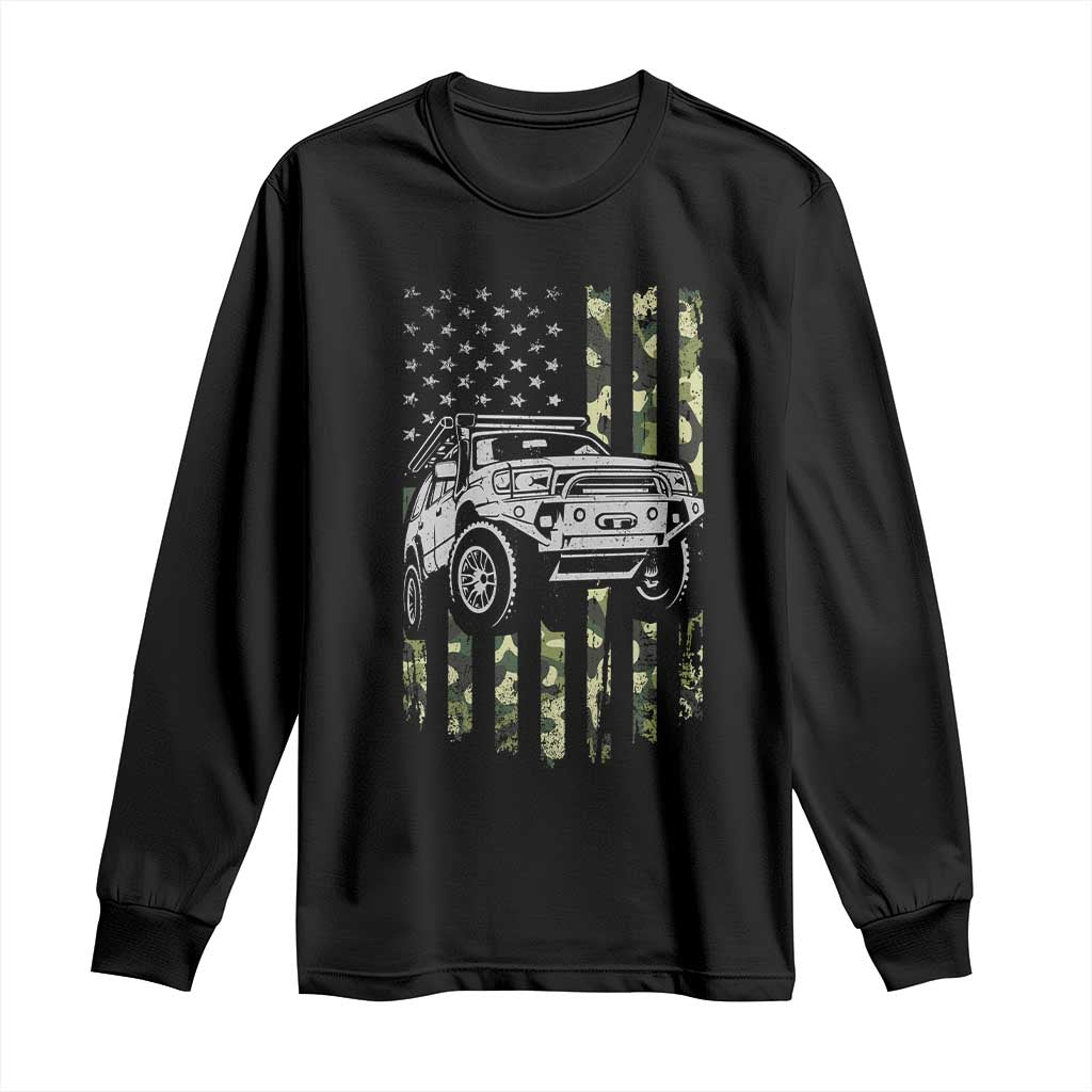 Camouflage American Flag UTV Side By Side SXS Off Road Car Long Sleeve Shirt - Wonder Print Shop