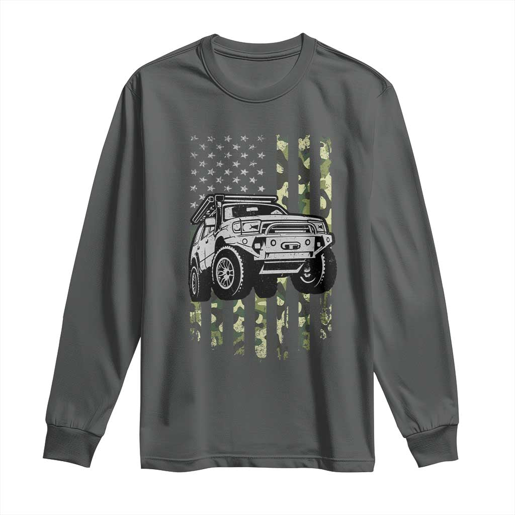 Camouflage American Flag UTV Side By Side SXS Off Road Car Long Sleeve Shirt - Wonder Print Shop