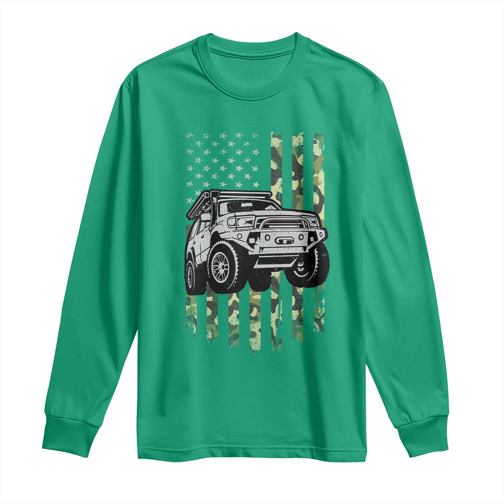 Camouflage American Flag UTV Side By Side SXS Off Road Car Long Sleeve Shirt - Wonder Print Shop
