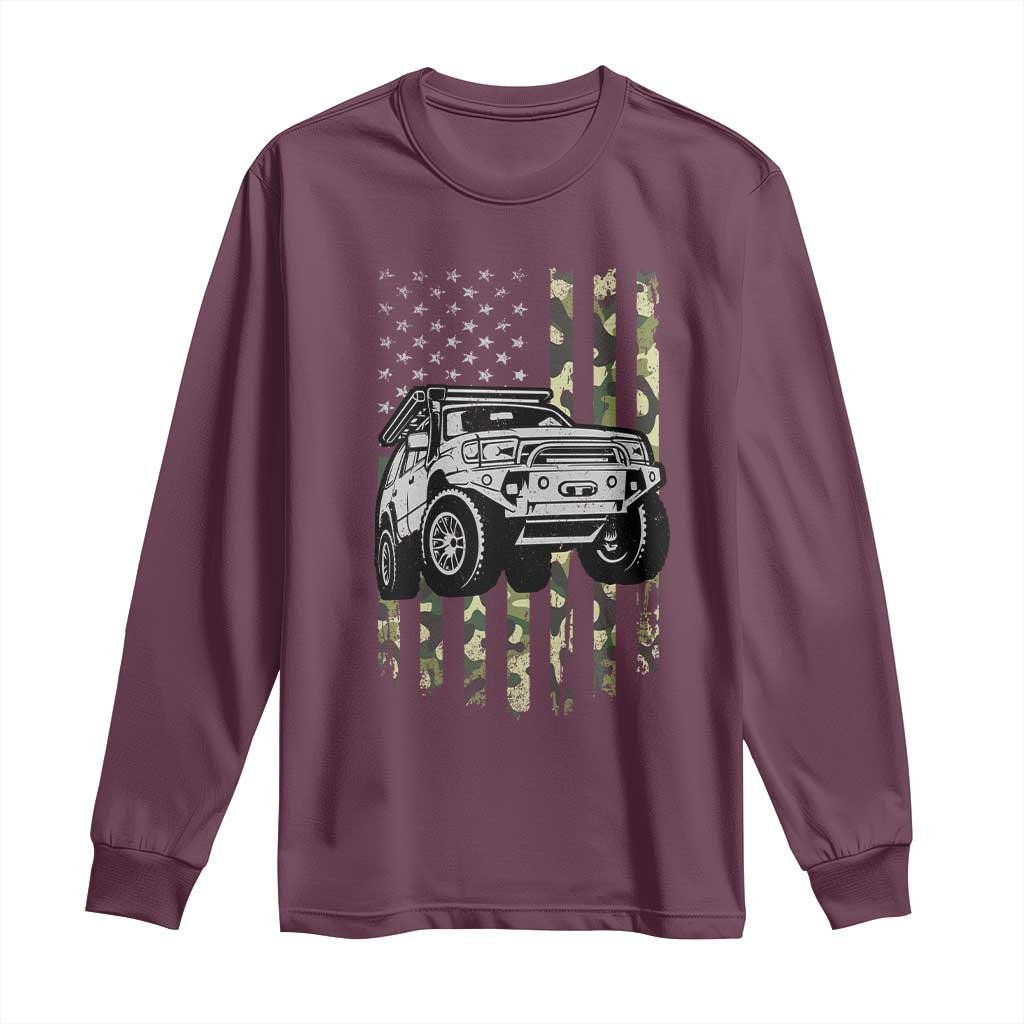 Camouflage American Flag UTV Side By Side SXS Off Road Car Long Sleeve Shirt - Wonder Print Shop