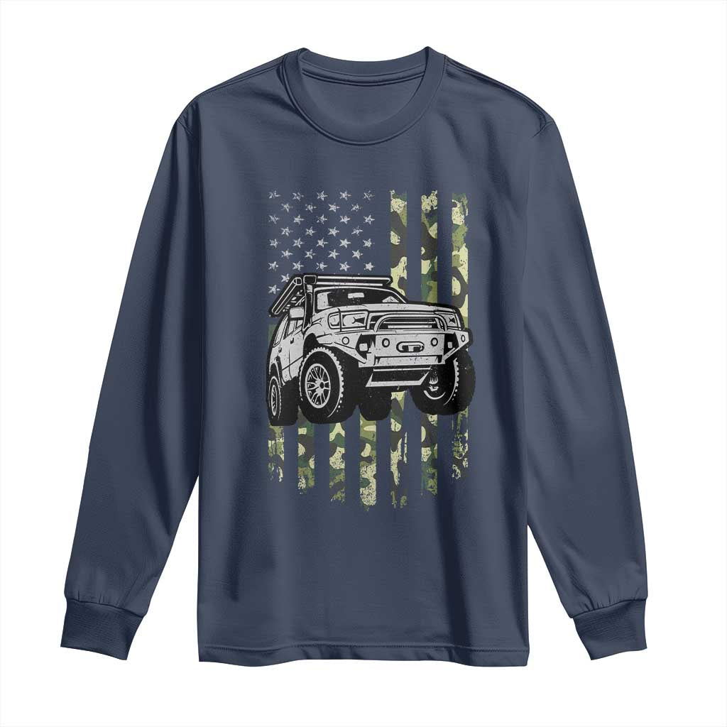 Camouflage American Flag UTV Side By Side SXS Off Road Car Long Sleeve Shirt - Wonder Print Shop