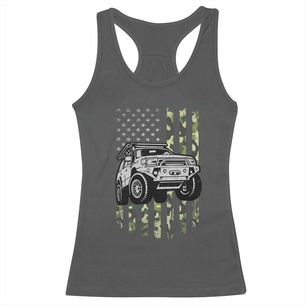 Camouflage American Flag UTV Side By Side SXS Off Road Car Racerback Tank Top - Wonder Print Shop