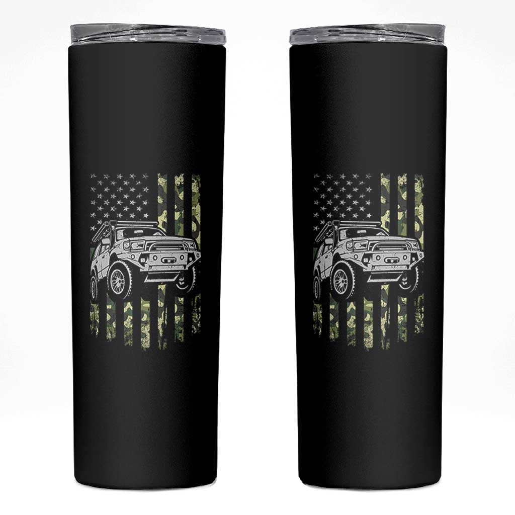 Camouflage American Flag UTV Side By Side SXS Off Road Car Skinny Tumbler - Wonder Print Shop
