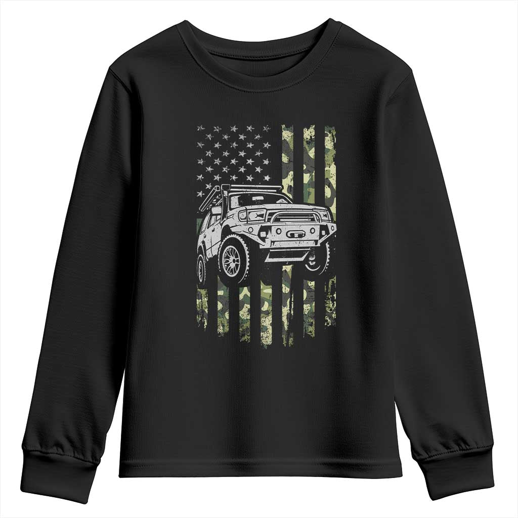 Camouflage American Flag UTV Side By Side SXS Off Road Car Youth Sweatshirt - Wonder Print Shop