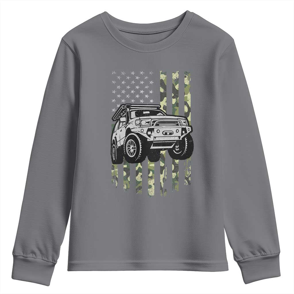 Camouflage American Flag UTV Side By Side SXS Off Road Car Youth Sweatshirt - Wonder Print Shop