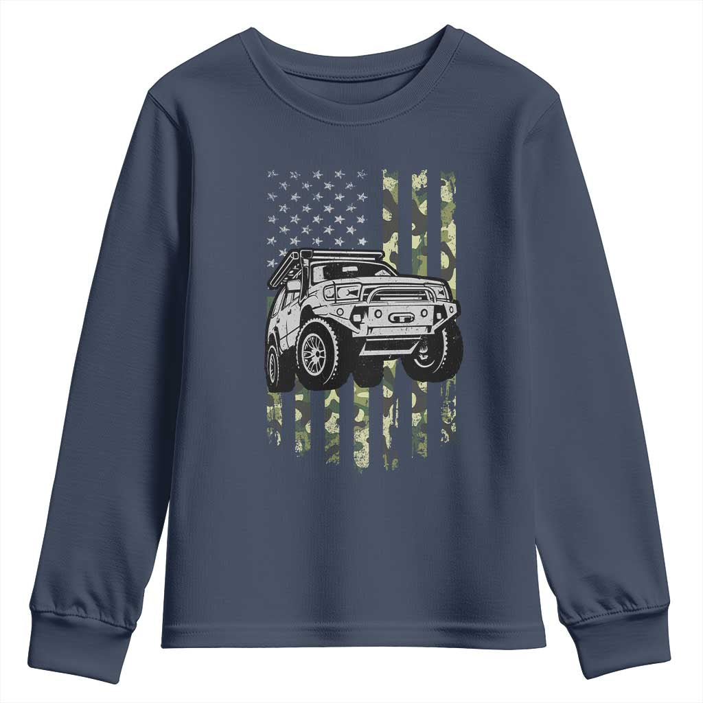 Camouflage American Flag UTV Side By Side SXS Off Road Car Youth Sweatshirt - Wonder Print Shop