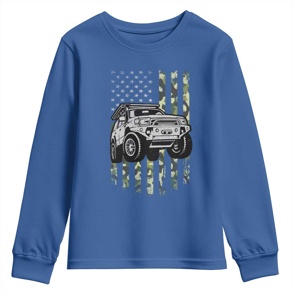 Camouflage American Flag UTV Side By Side SXS Off Road Car Youth Sweatshirt - Wonder Print Shop