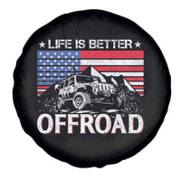 Life Is Better Off Road Car Spare Tire Cover American Flag Mountain Adventure - Wonder Print Shop