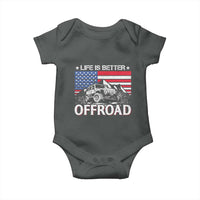 Life Is Better Off Road Car Baby Onesie American Flag Mountain Adventure - Wonder Print Shop