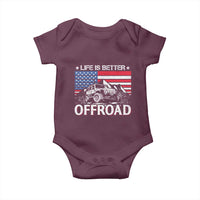 Life Is Better Off Road Car Baby Onesie American Flag Mountain Adventure - Wonder Print Shop