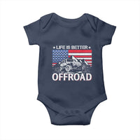 Life Is Better Off Road Car Baby Onesie American Flag Mountain Adventure - Wonder Print Shop