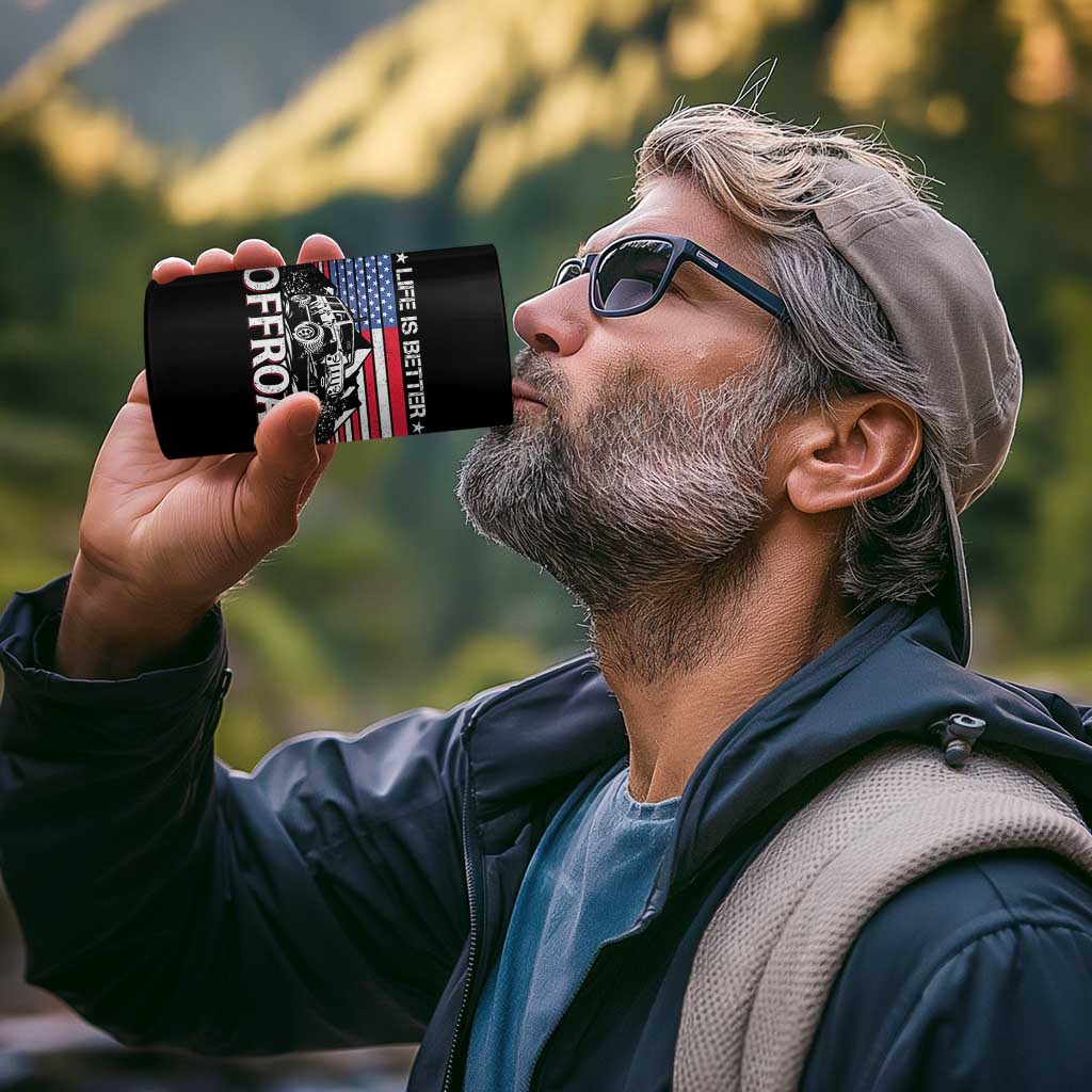 Life Is Better Off Road Car 4 in 1 Can Cooler Tumbler American Flag Mountain Adventure - Wonder Print Shop