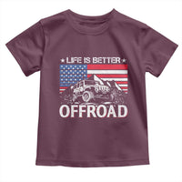 Life Is Better Off Road Car Toddler T Shirt American Flag Mountain Adventure - Wonder Print Shop