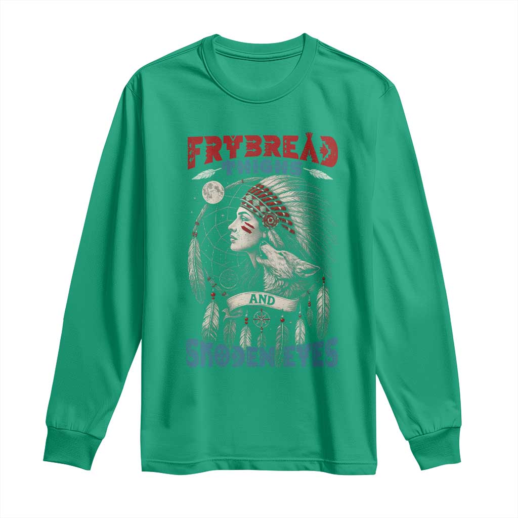 Native American Women Long Sleeve Shirt Frybread Thighs Skoden Eyes Dreamcatcher - Wonder Print Shop