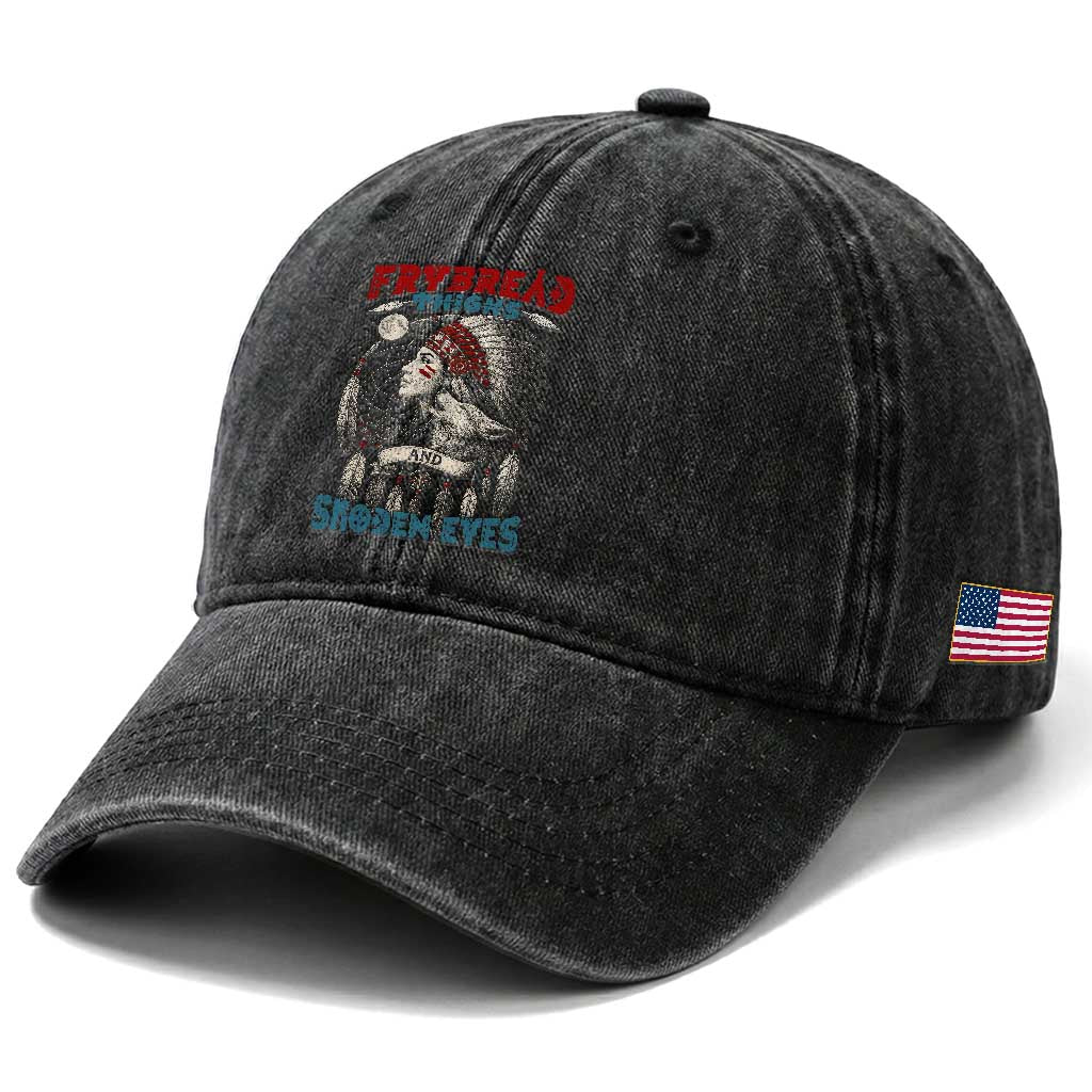 Native American Women Washed Cotton Baseball Cap Frybread Thighs Skoden Eyes Dreamcatcher