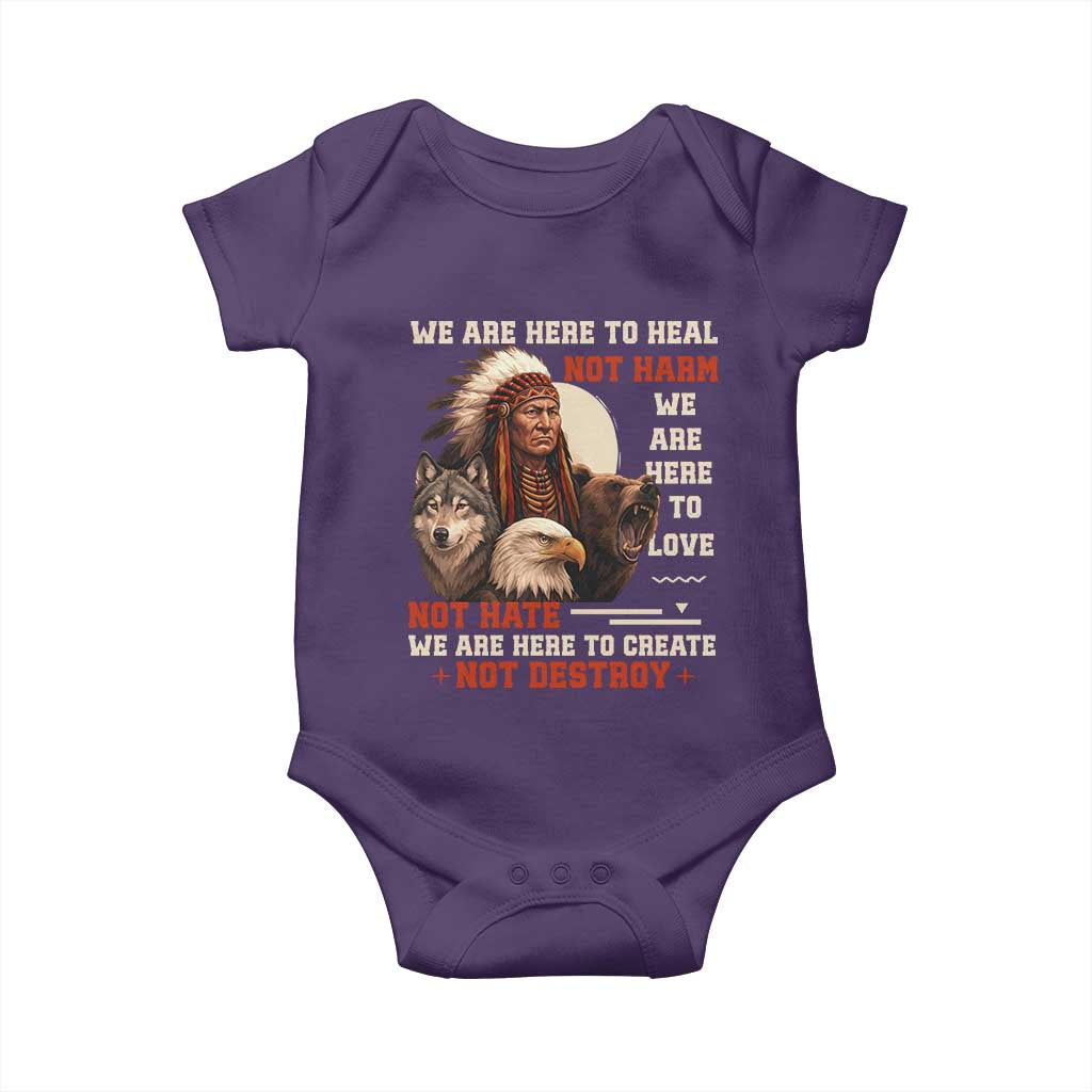 Native American Baby Onesie We Are Here To Heal Not Harm We Are Here To Love Not Hate - Wonder Print Shop