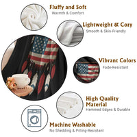 Native American Vintage Feathers USA Flag Throw Blanket - Wonder Print Shop