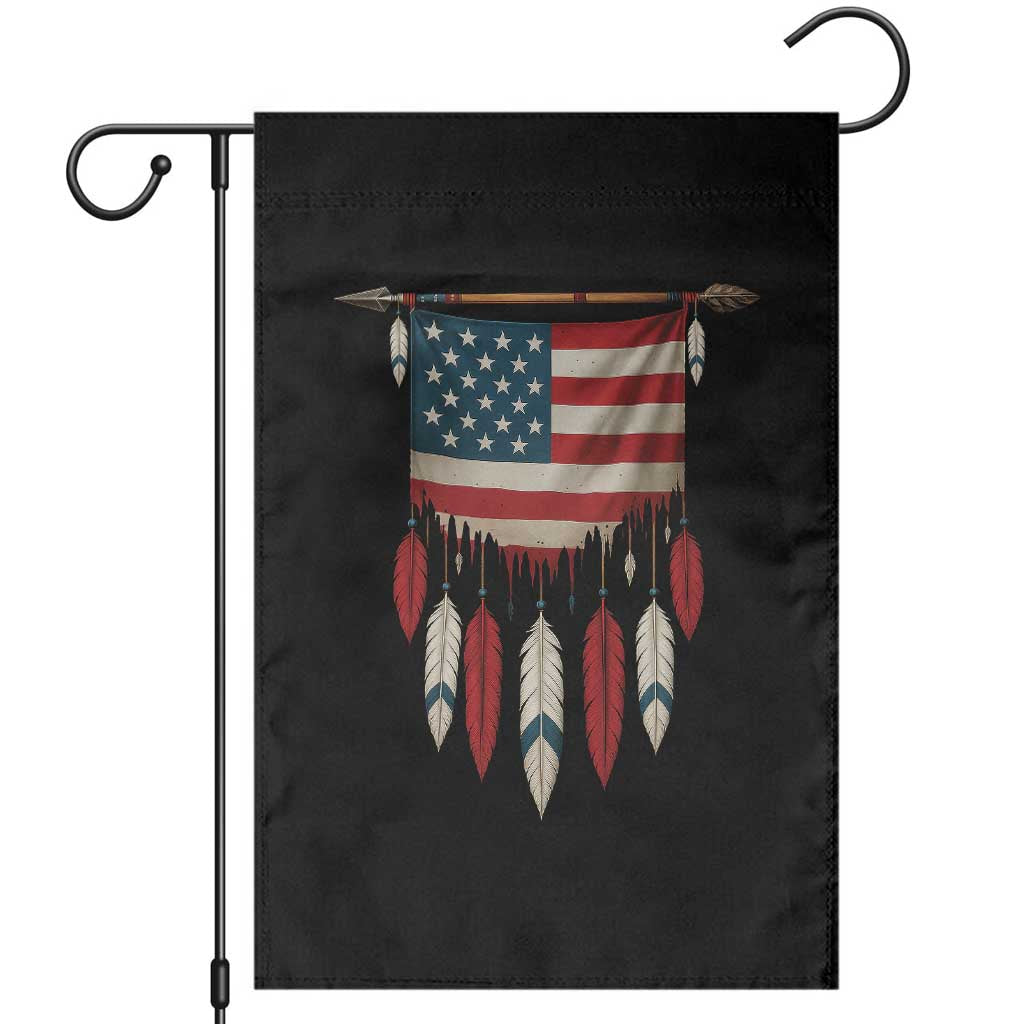 Native American Vintage Feathers USA Flag Garden Flag - Wonder Print Shop