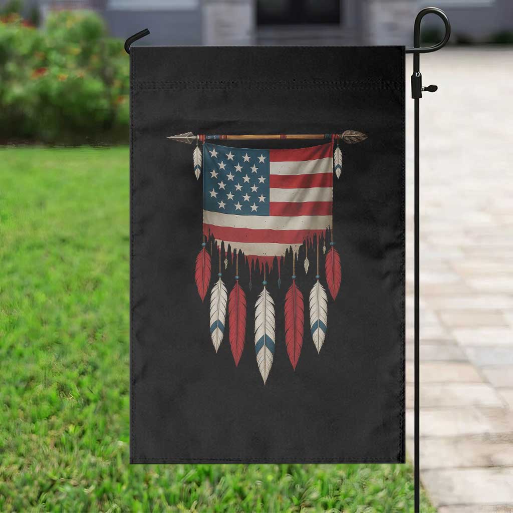 Native American Vintage Feathers USA Flag Garden Flag - Wonder Print Shop