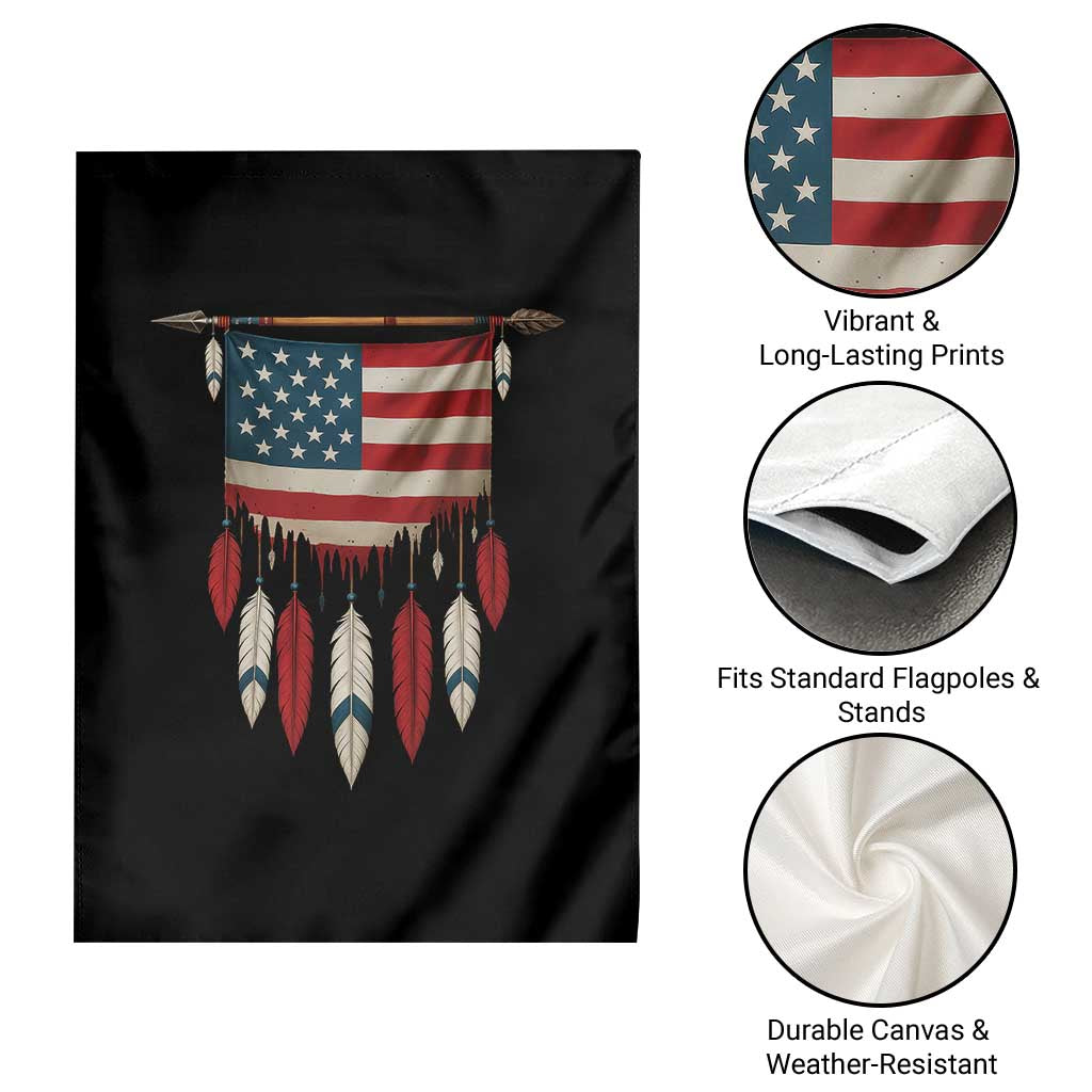 Native American Vintage Feathers USA Flag Garden Flag - Wonder Print Shop