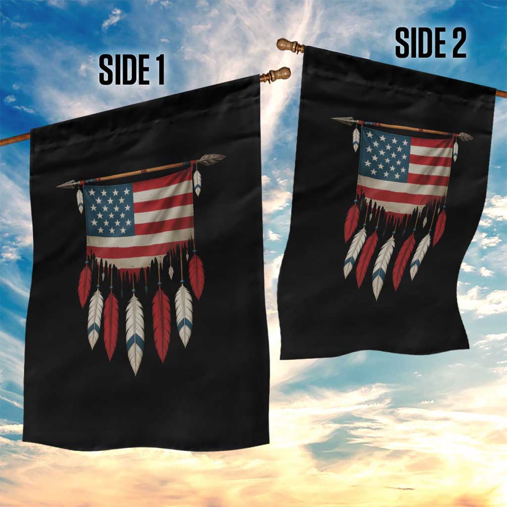 Native American Vintage Feathers USA Flag Garden Flag - Wonder Print Shop