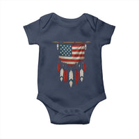 Native American Vintage Feathers USA Flag Baby Onesie - Wonder Print Shop