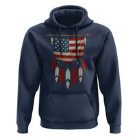 Native American Vintage Feathers USA Flag Hoodie - Wonder Print Shop