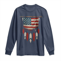 Native American Vintage Feathers USA Flag Long Sleeve Shirt - Wonder Print Shop