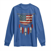 Native American Vintage Feathers USA Flag Long Sleeve Shirt - Wonder Print Shop