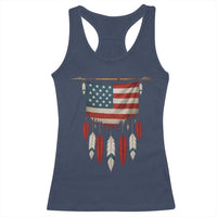 Native American Vintage Feathers USA Flag Racerback Tank Top - Wonder Print Shop