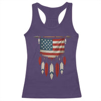 Native American Vintage Feathers USA Flag Racerback Tank Top - Wonder Print Shop