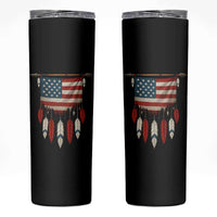 Native American Vintage Feathers USA Flag Skinny Tumbler - Wonder Print Shop