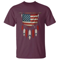 Native American Vintage Feathers USA Flag T Shirt - Wonder Print Shop