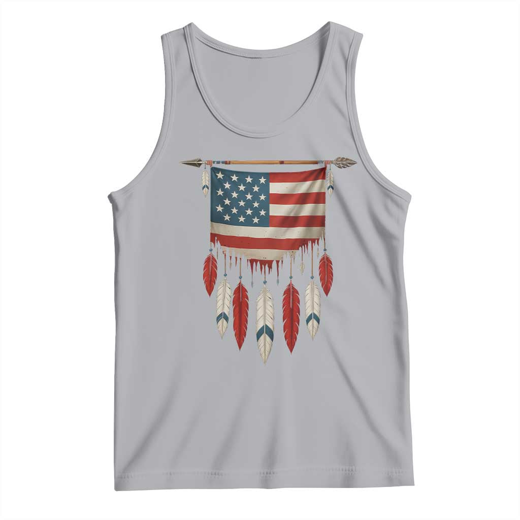 Native American Vintage Feathers USA Flag Tank Top - Wonder Print Shop