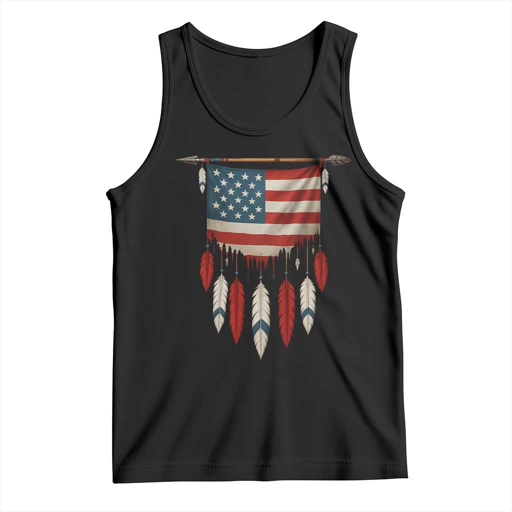 Native American Vintage Feathers USA Flag Tank Top - Wonder Print Shop