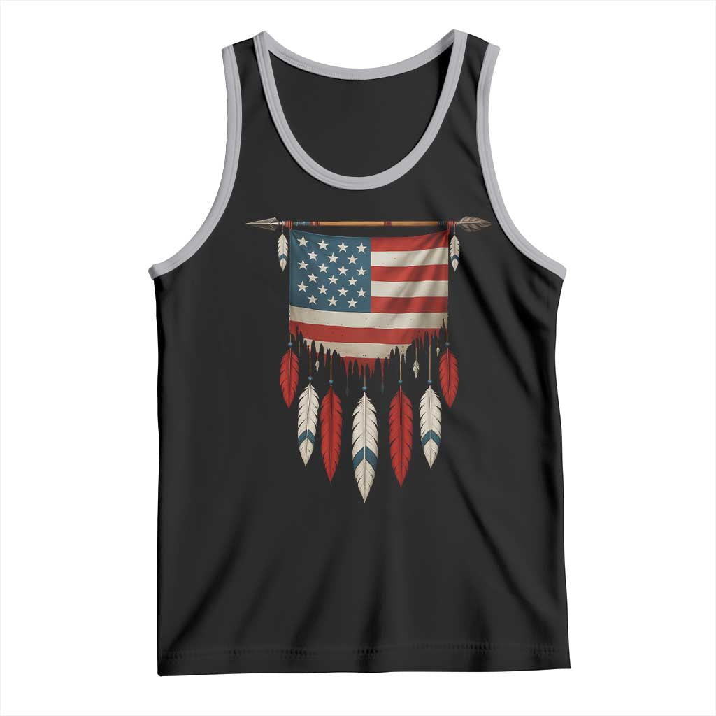 Native American Vintage Feathers USA Flag Tank Top - Wonder Print Shop