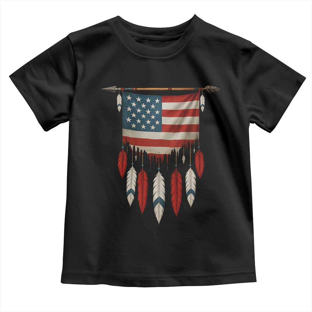 Native American Vintage Feathers USA Flag Toddler T Shirt - Wonder Print Shop